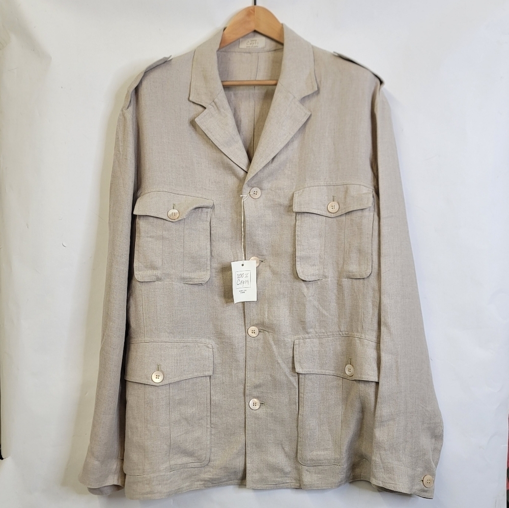 100% Capri Exciting linenMen's Beige Safari 100% linen Blazer